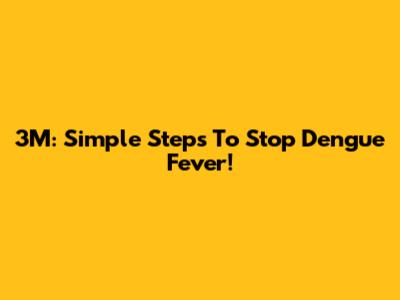 3M: Simple Steps To Stop Dengue Fever!