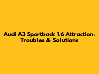 Audi A3 Sportback 1.6 Attraction: Troubles & Solutions