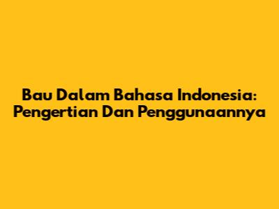 Bau Dalam Bahasa Indonesia: Pengertian Dan Penggunaannya