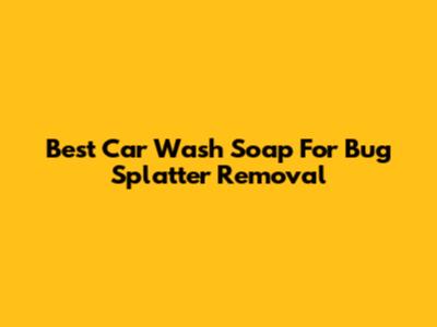 Best Car Wash Soap For Bug Splatter Removal