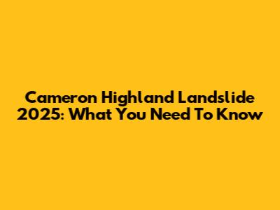 Cameron Highland Landslide 2025: What You Need To Know