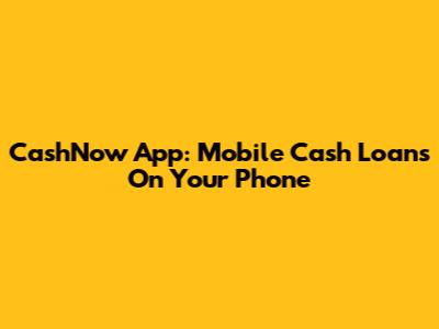 CashNow App: Mobile Cash Loans On Your Phone