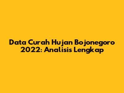 Data Curah Hujan Bojonegoro 2022: Analisis Lengkap