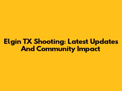 Elgin TX Shooting: Latest Updates And Community Impact