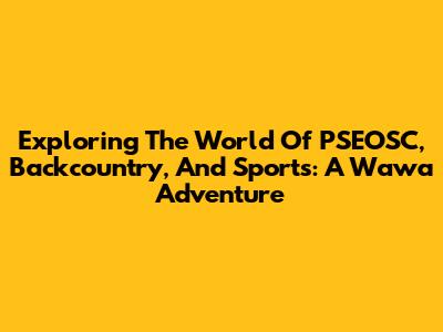 Exploring The World Of PSEOSC, Backcountry, And Sports: A Wawa Adventure