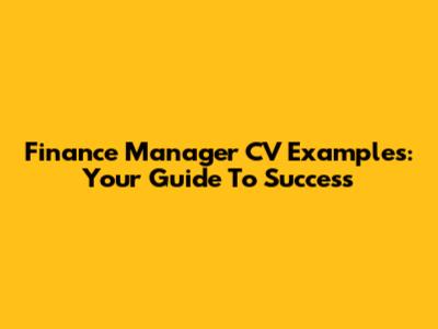 Finance Manager CV Examples: Your Guide To Success