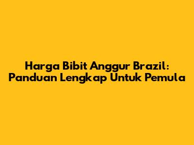 Harga Bibit Anggur Brazil: Panduan Lengkap Untuk Pemula