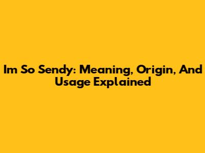 I'm So Sendy: Meaning, Origin, And Usage Explained