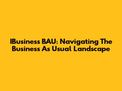IBusiness BAU: Navigating The 'Business As Usual' Landscape