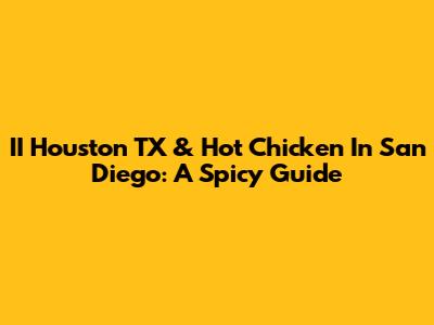 II Houston TX & Hot Chicken In San Diego: A Spicy Guide