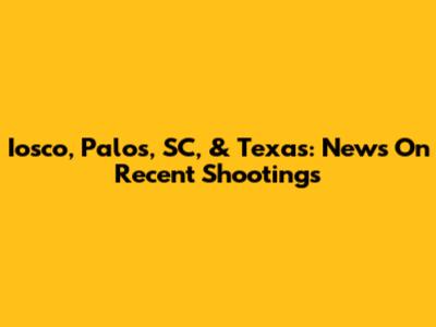 Iosco, Palos, SC, & Texas: News On Recent Shootings