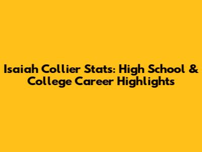 Isaiah Collier Stats: High School & College Career Highlights