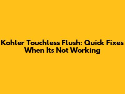 Kohler Touchless Flush: Quick Fixes When It's Not Working