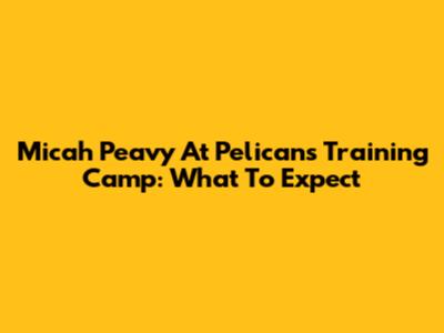 Micah Peavy At Pelicans Training Camp: What To Expect