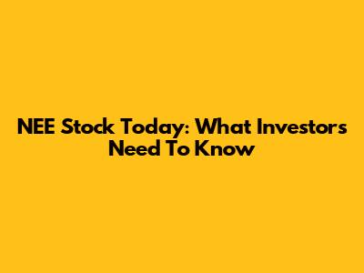 NEE Stock Today: What Investors Need To Know
