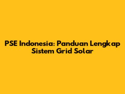 PSE Indonesia: Panduan Lengkap Sistem Grid Solar
