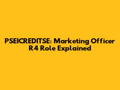 PSEICREDITSE: Marketing Officer R4 Role Explained
