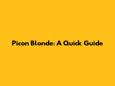 Picon Blonde: A Quick Guide