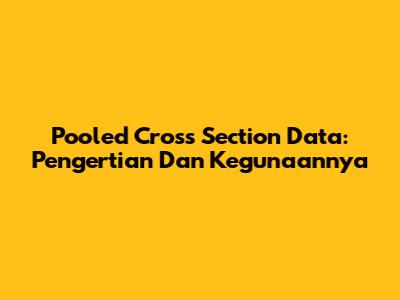 Pooled Cross Section Data: Pengertian Dan Kegunaannya