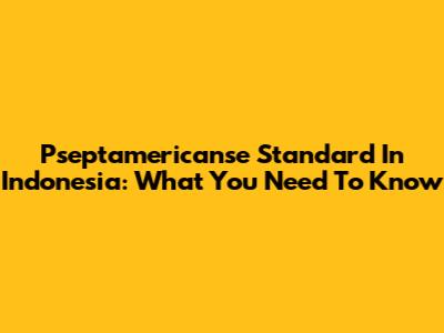 Pseptamericanse Standard In Indonesia: What You Need To Know