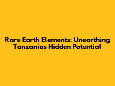 Rare Earth Elements: Unearthing Tanzania's Hidden Potential
