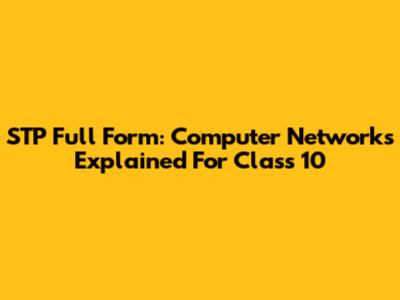 STP Full Form: Computer Networks Explained For Class 10