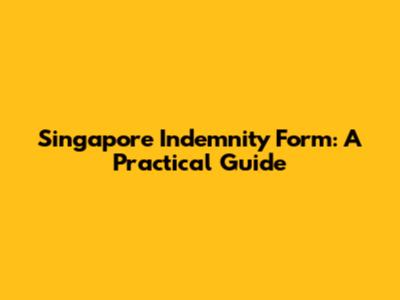 Singapore Indemnity Form: A Practical Guide