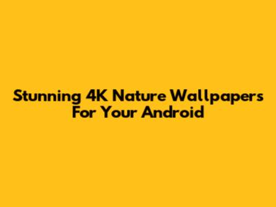 Stunning 4K Nature Wallpapers For Your Android