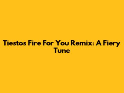 Tiesto's Fire For You Remix: A Fiery Tune