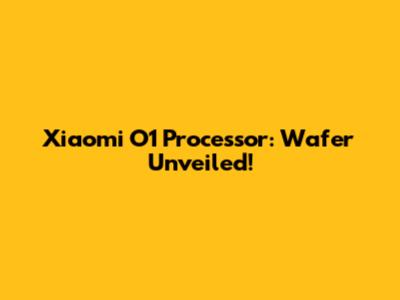 Xiaomi O1 Processor: Wafer Unveiled!