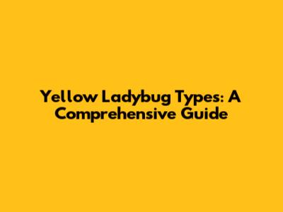 Yellow Ladybug Types: A Comprehensive Guide